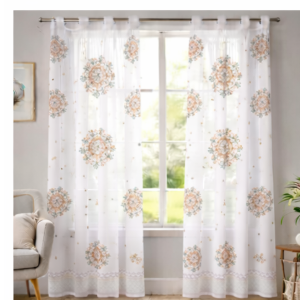 Linen Sheer - Floral Print - Pack Of 1 Curtain