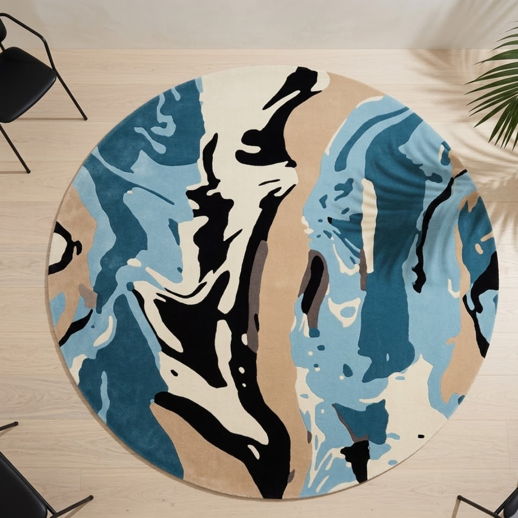 Aesthetic mixed color rug design - Circle - Premium Wool Carpet