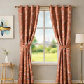 Cotton - Bedroom - Livingroom Darkening Patterned Orange Curtains - Pack of 1 Curtain