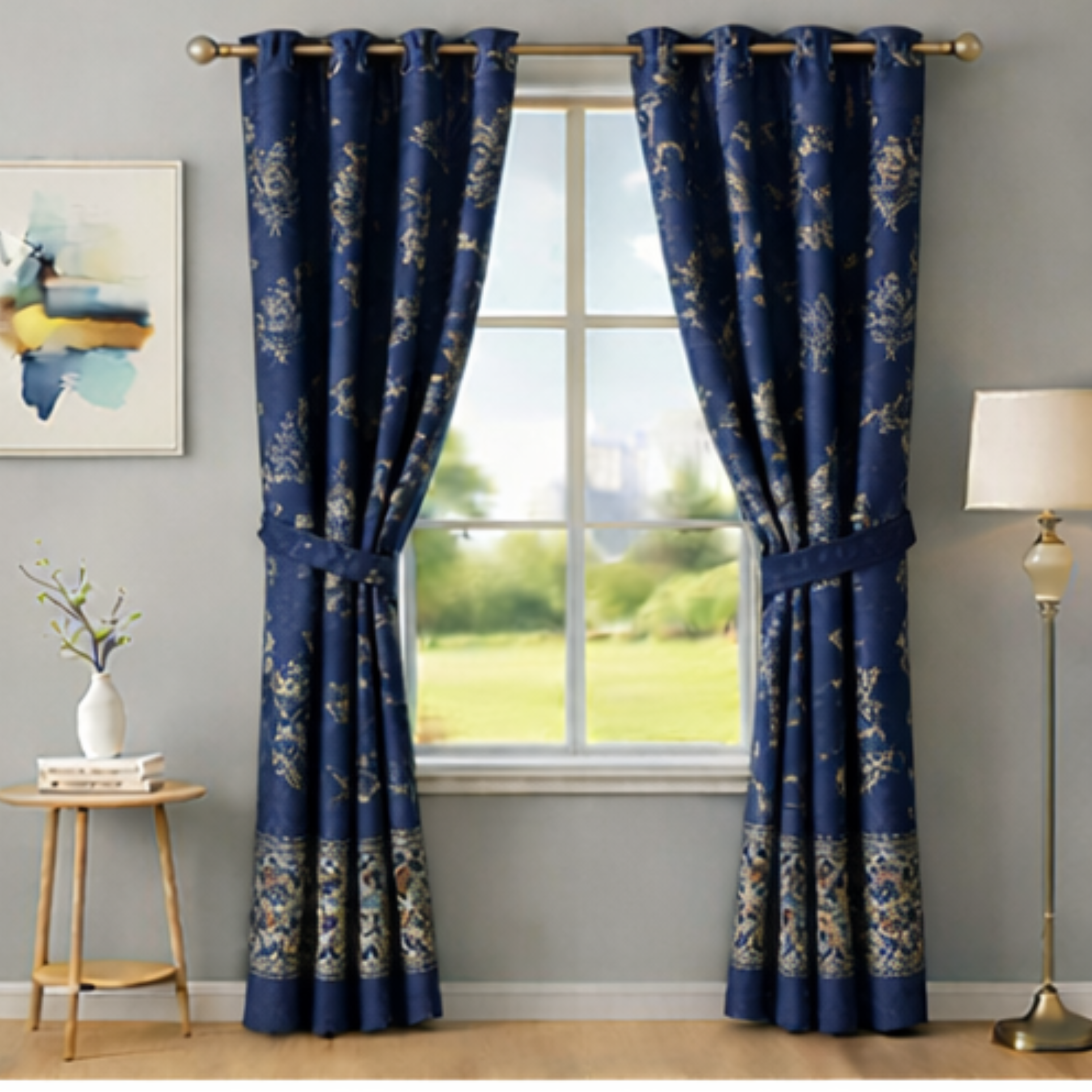 Cotton - Room Darkening Floral Printing Curtains - Pack of 1 Curtain