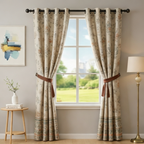 Cotton Heavy - Room Darkening Dusty Floral Bikaneri Print Curtains - Pack of 1