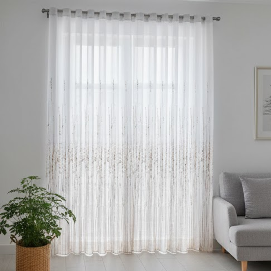 Linen Sheer - Floral Print - Pack Of 1 Curtain