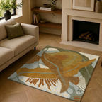 Yellow leaf design for modern homes - Square - Premium Wool Carpet