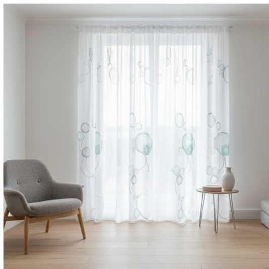 Linen Sheer - Circle Print - Pack Of 1 Curtain