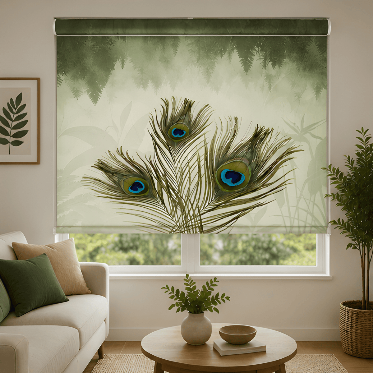 Aesthetic peacock feather theme design | Roller & Roman Blinds | Premium Quality Prints