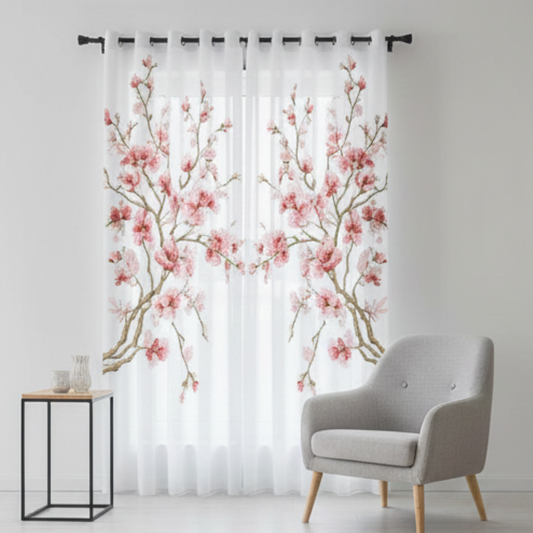 Linen Sheer - Floral Print - Pack Of 1 Curtain
