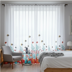 Linen Sheer - Fish & Aqua Print - Pack Of 1 Curtain