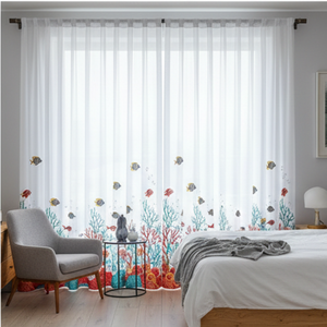 Eyelet Sheer Cotton Linen Curtain - Set Of 1 Panels