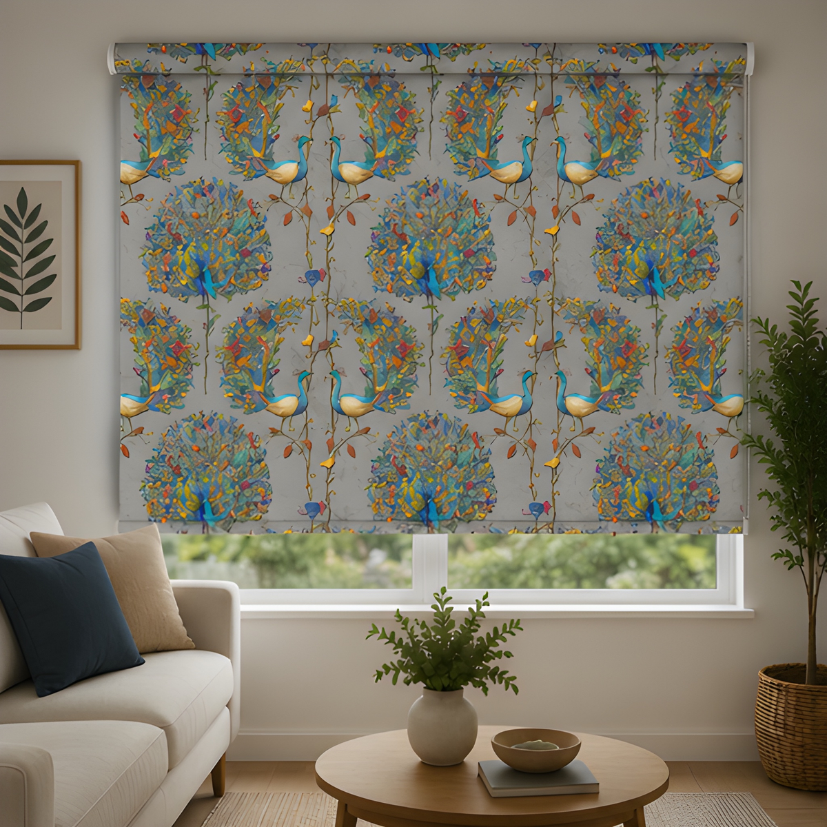 Peacock theme design blinds | Roller & Roman Blinds | Premium Quality Prints