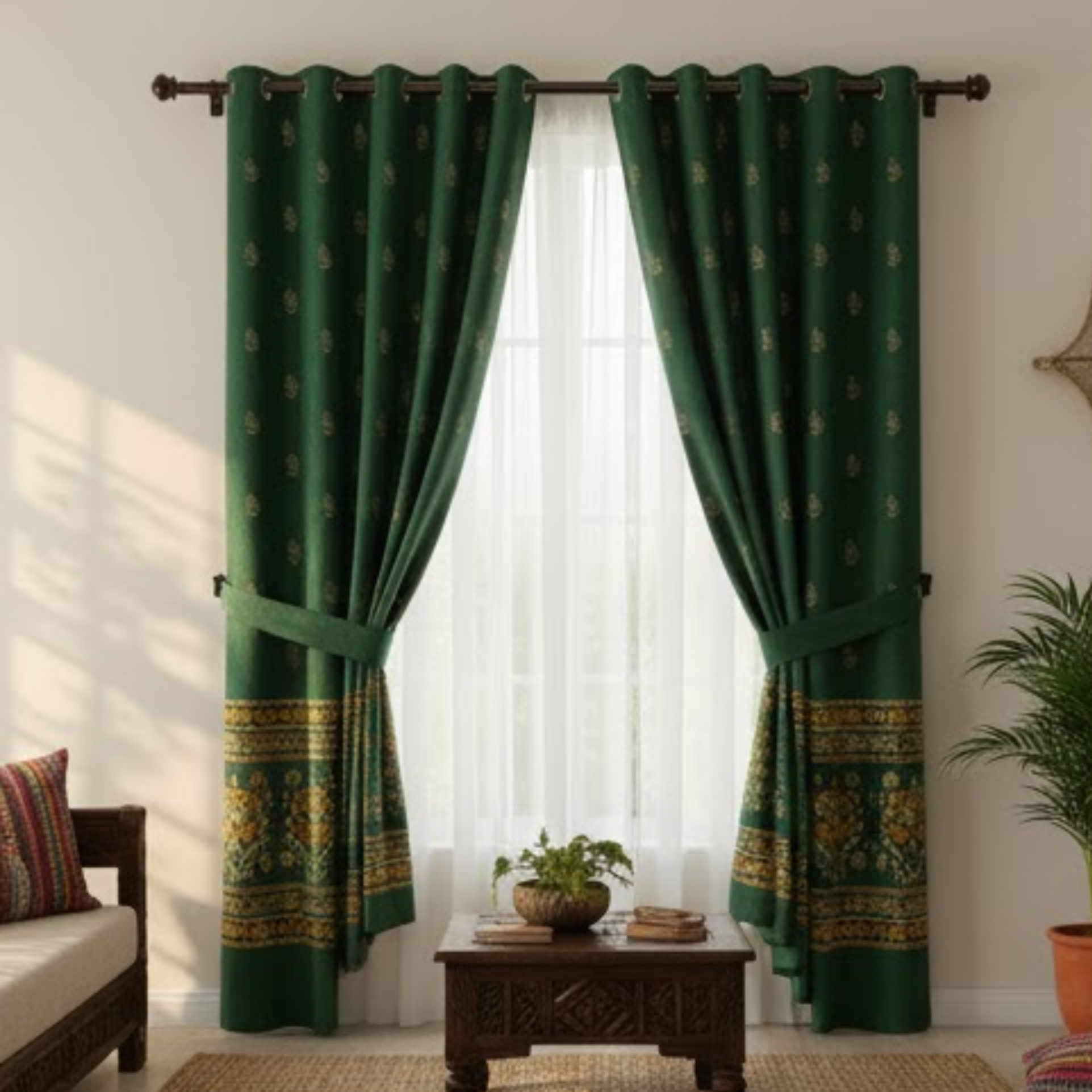 Cotton - Room Darkening Floral Curtains - Pack of 1 Curtain