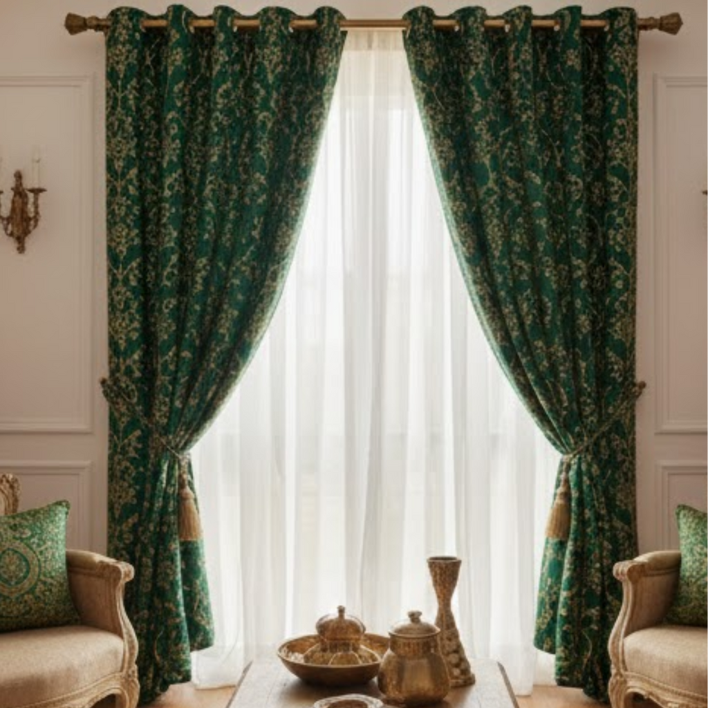 Cotton - Room Darkening  Floral Curtains - Pack of 1 Curtain