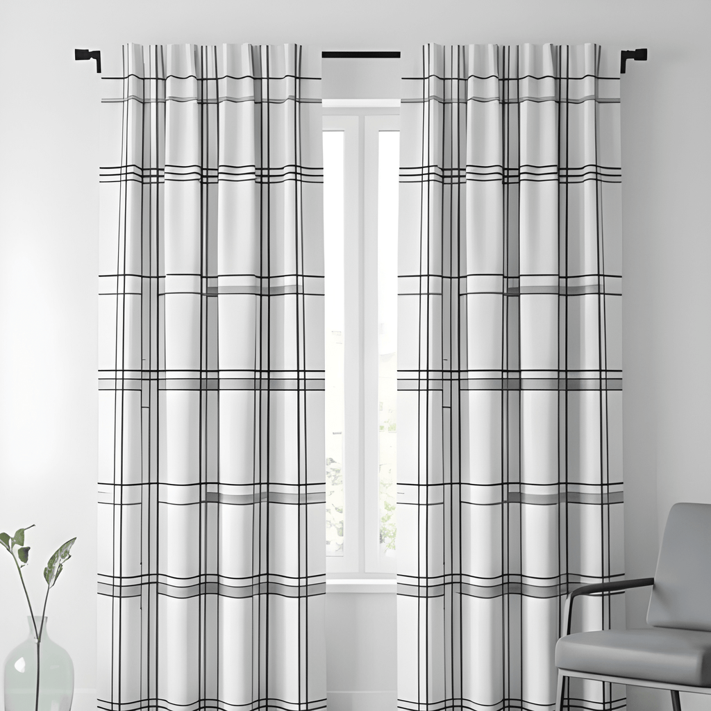 Contemporary Geometric Design Curtain  – Premium 100% Polyester - Pack Of 1 Curtain