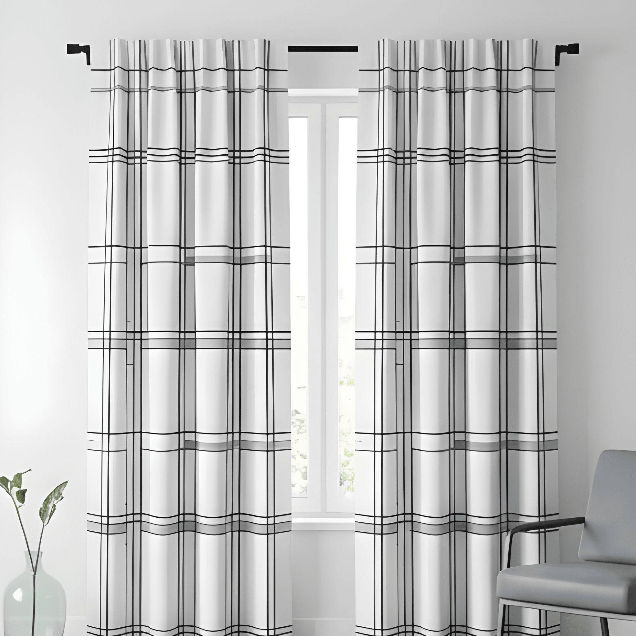 Contemporary Geometric Design Curtain  – Premium 100% Polyester - Pack Of 1 Curtain