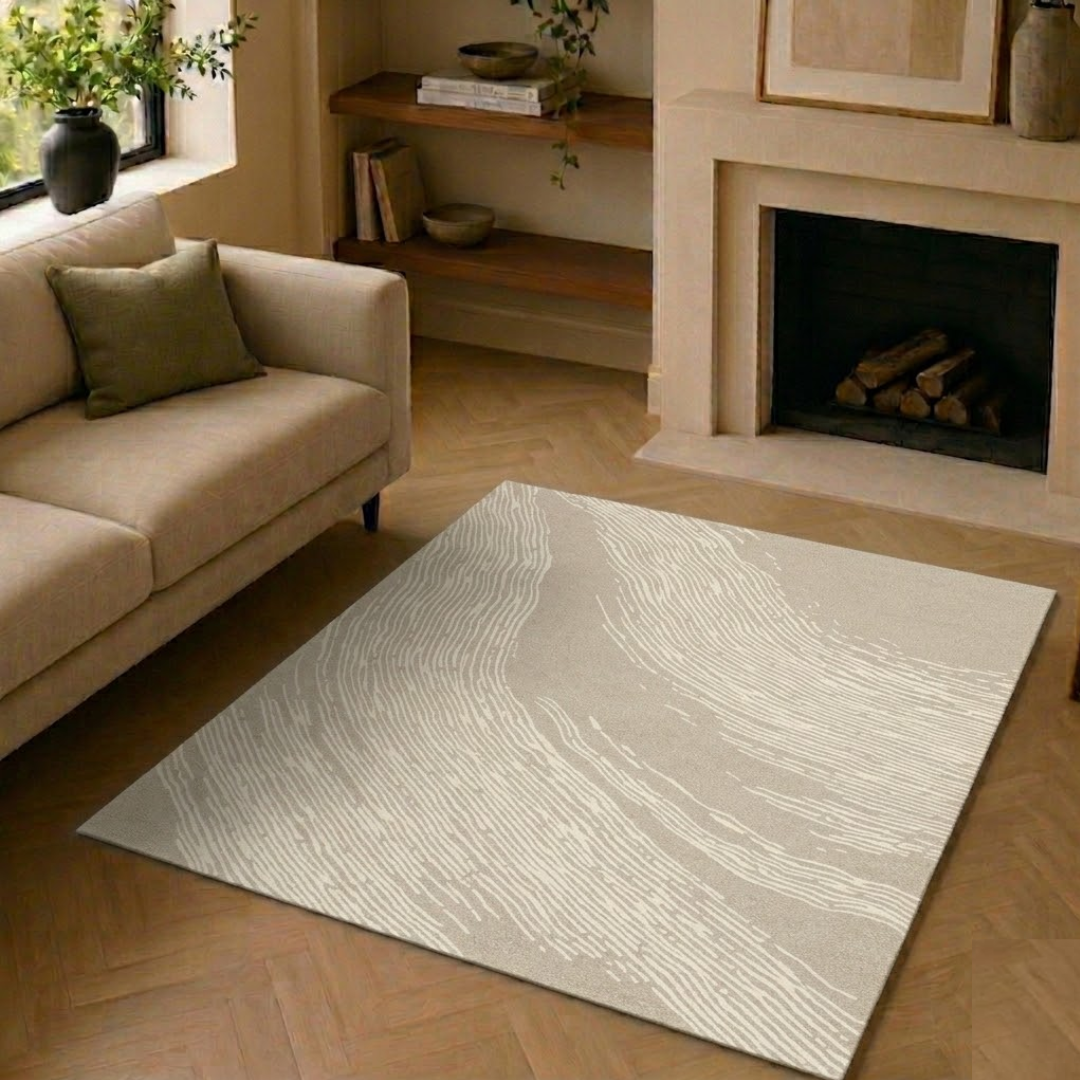 Simple Cream Pattern  Rug Design - Square - Premium Wool Carpet