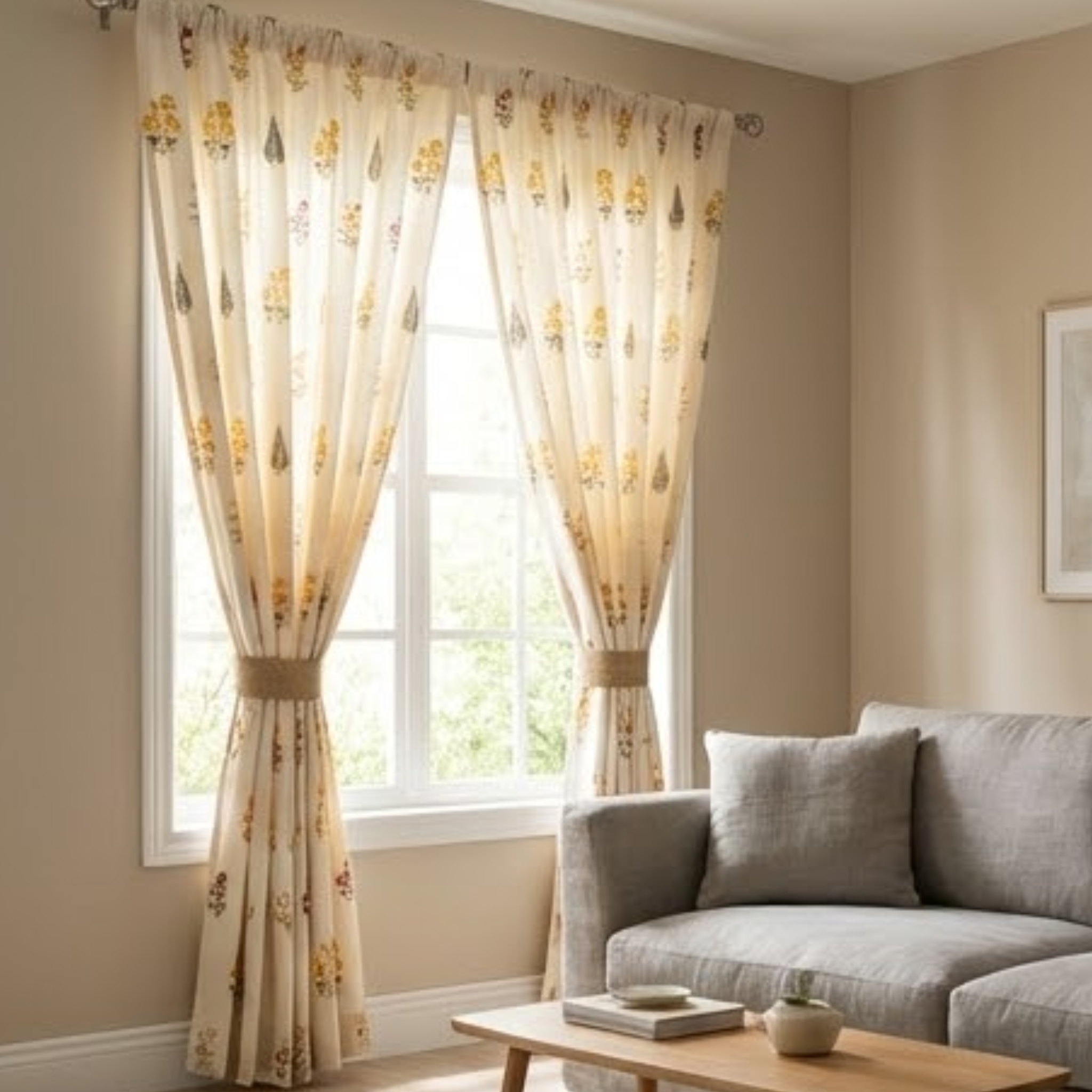 Cotton Light - Room Darkening Floral Curtains - Pack of 1 Curtain
