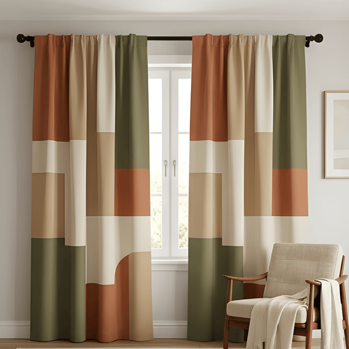 Modern Geometric Printed Curtains – Premium 100% Polyester - Pack Of 1 Curtain