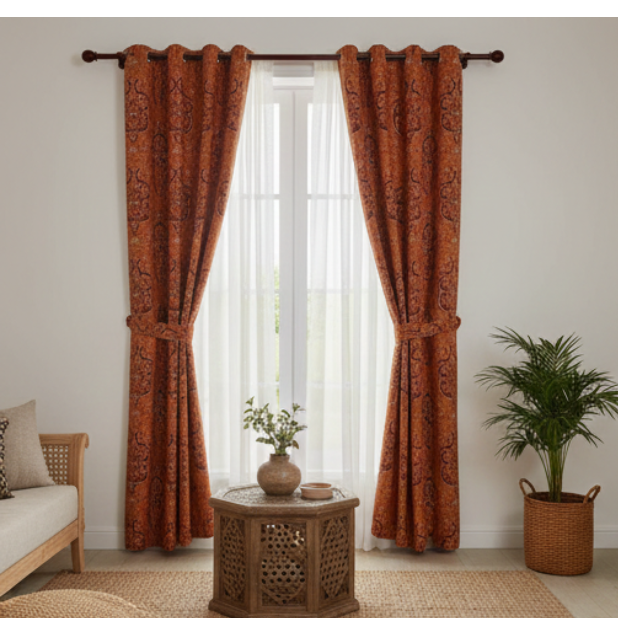 Shop Room Darkening Ethnic Style Cotton Curtain 