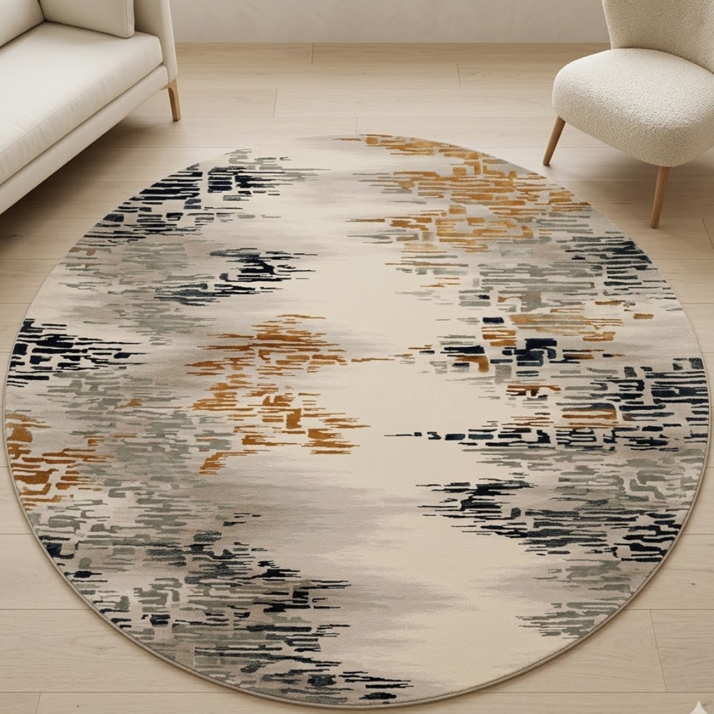 Mixed color rug theme design - Circle - Premium Wool Carpet