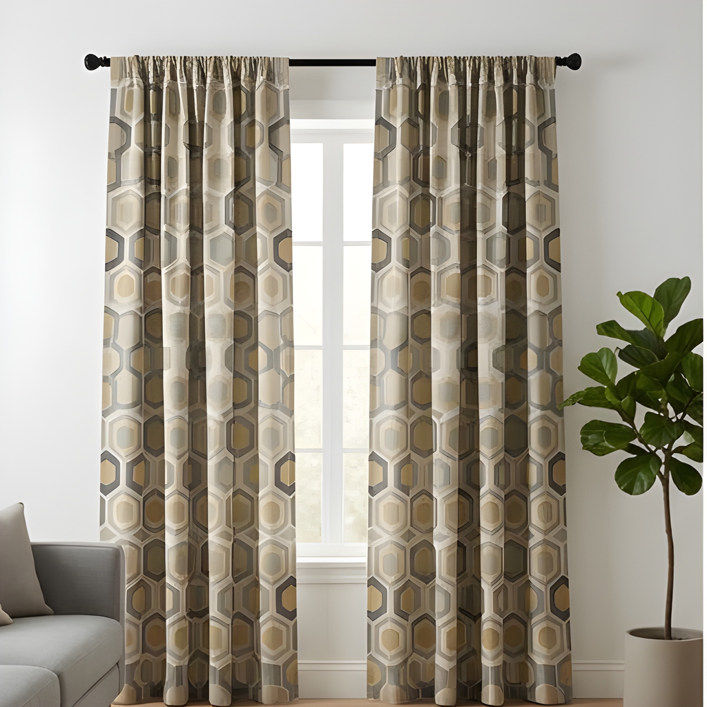 Abstract Geometric Print Curtain  – Premium 100% Polyester - Pack Of 1 Curtain