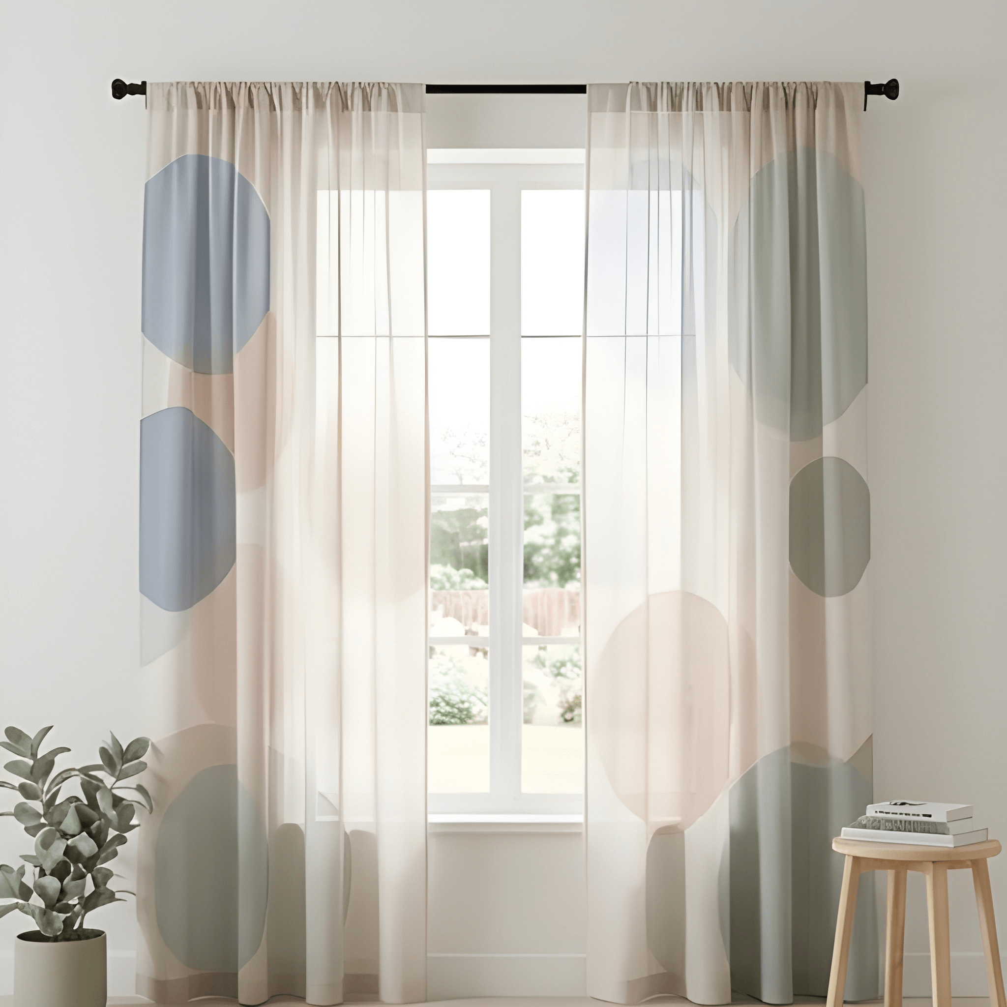 Circles & Loops Geometric Curtain  – Premium 100% Polyester - Pack Of 1 Curtain