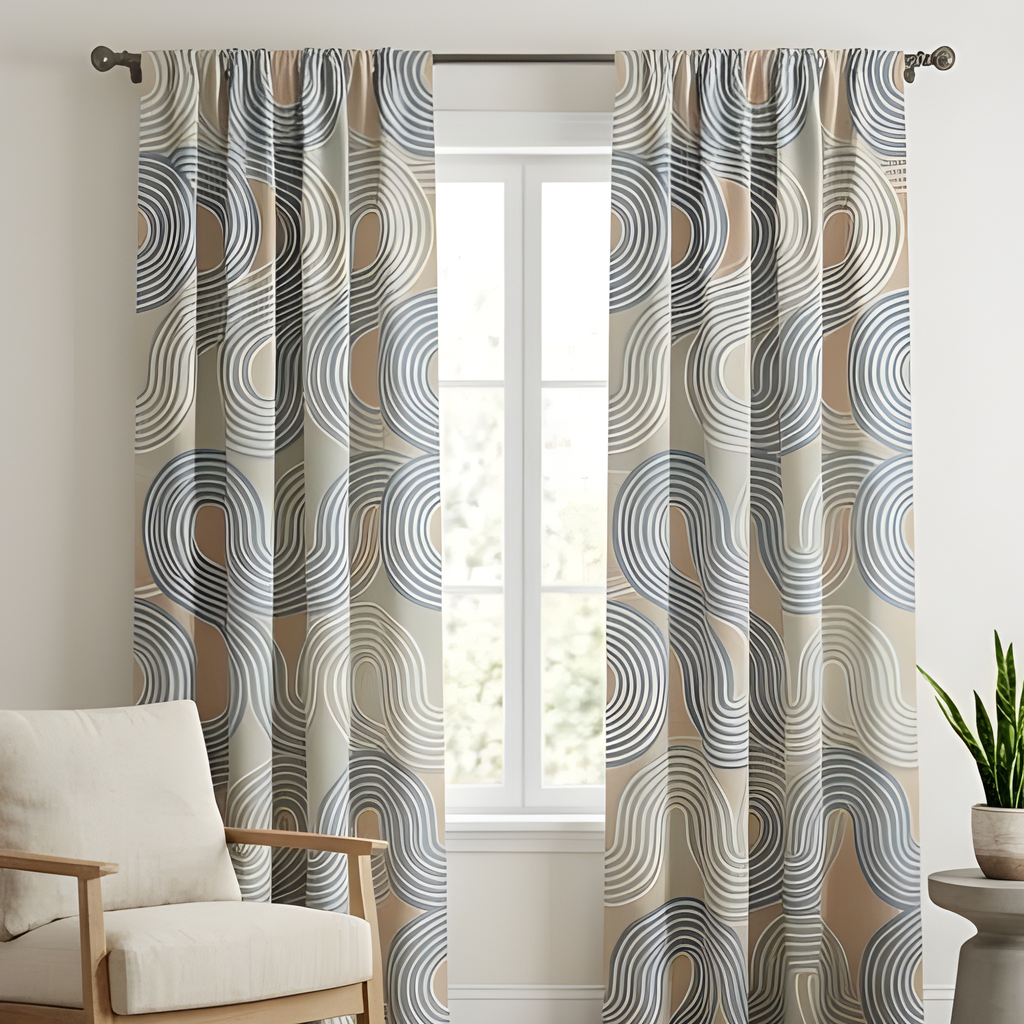 Modern Geometric Printed Polyester Curtain - Premium 100% Polyester - Pack Of 1 Curtain