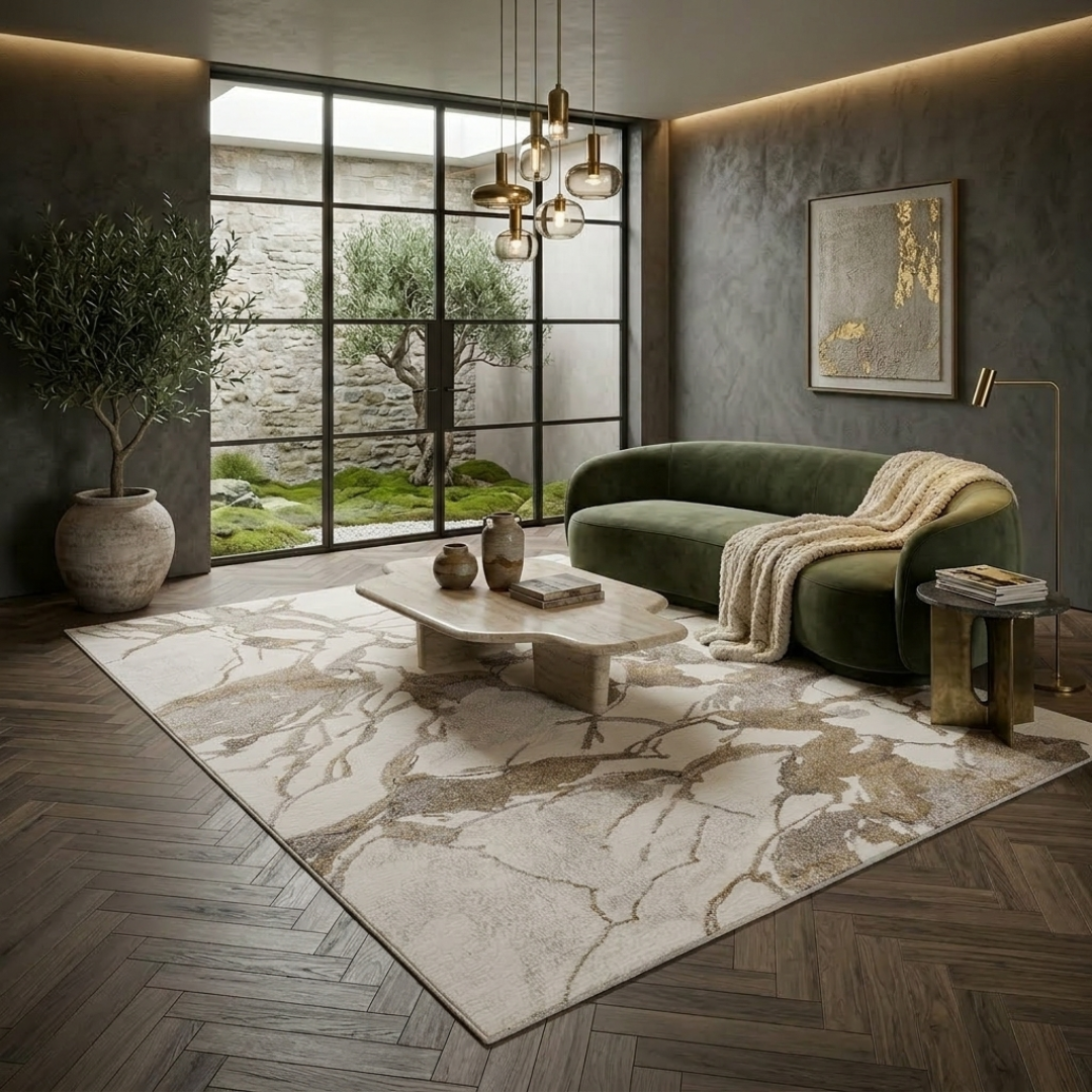 Loyal white & Brown Mixed Color Rug - Square - Premium Wool Carpet