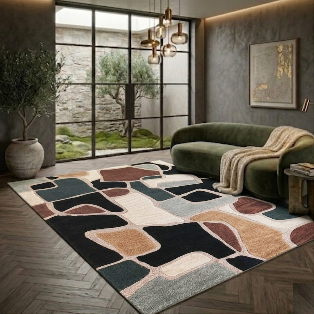 Mixed color geometric pattern design for modern villas - Rectangle - Premium Wool Carpet