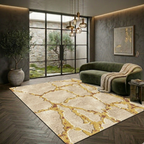Aesthetic white & gold pattern design - Rectangle - Premium Wool Carpet
