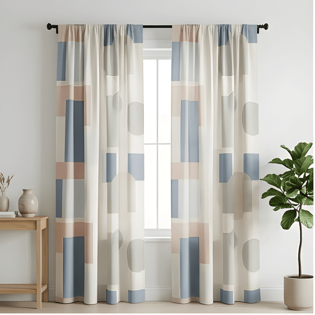 Mosaic Geometry Curtain – Premium 100% Polyester - Pack Of 1 Curtain