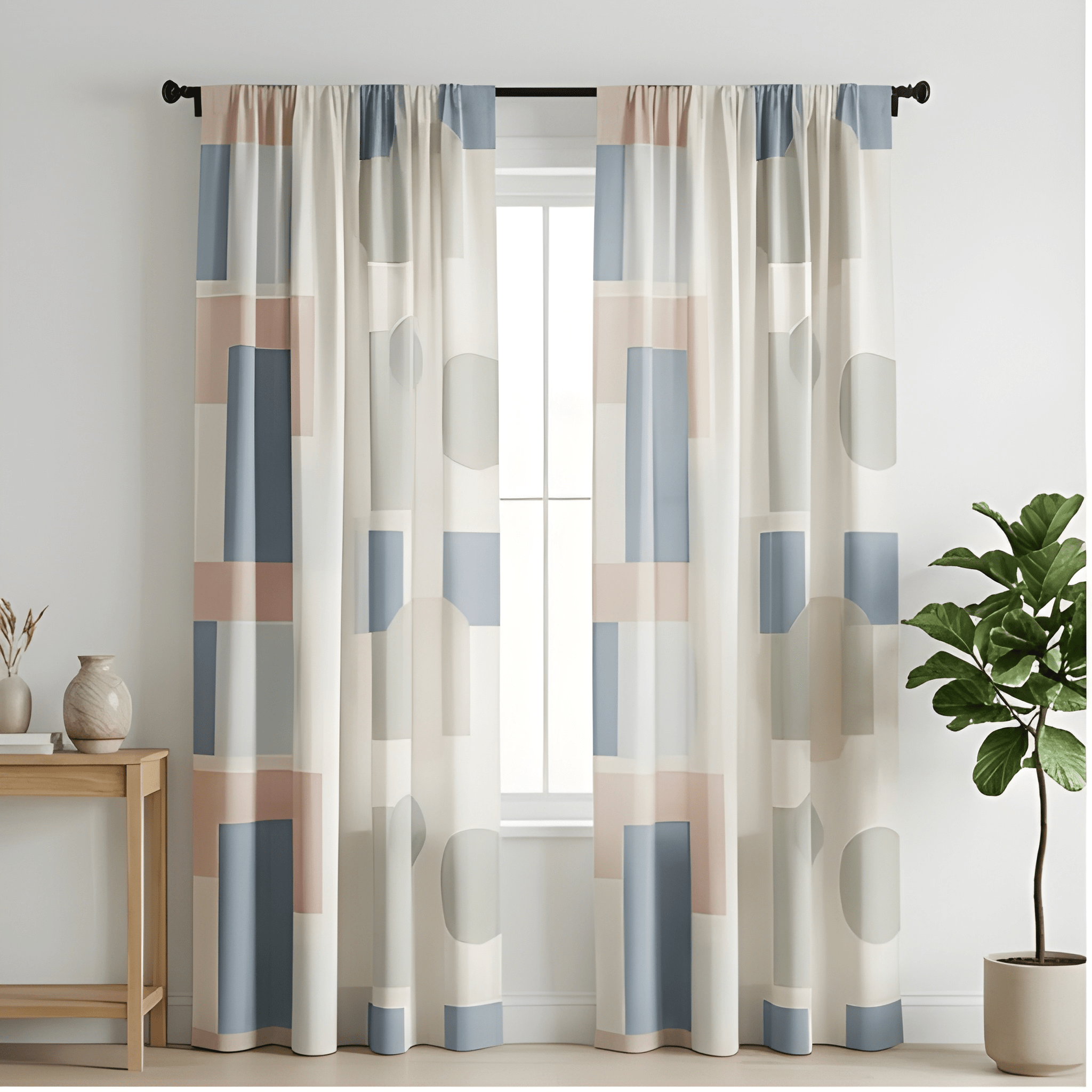 Mosaic Geometry Curtain – Premium 100% Polyester - Pack Of 1 Curtain