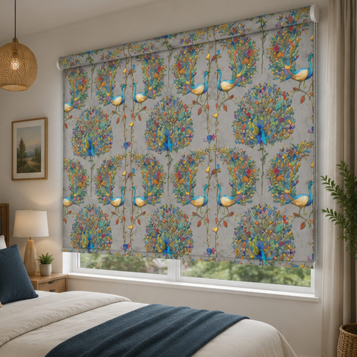 Peacock theme design blinds | Roller & Roman Blinds | Premium Quality Prints