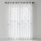 Linen Sheer - Yellow & Grey Dandelion Print - Pack Of 1 Curtain