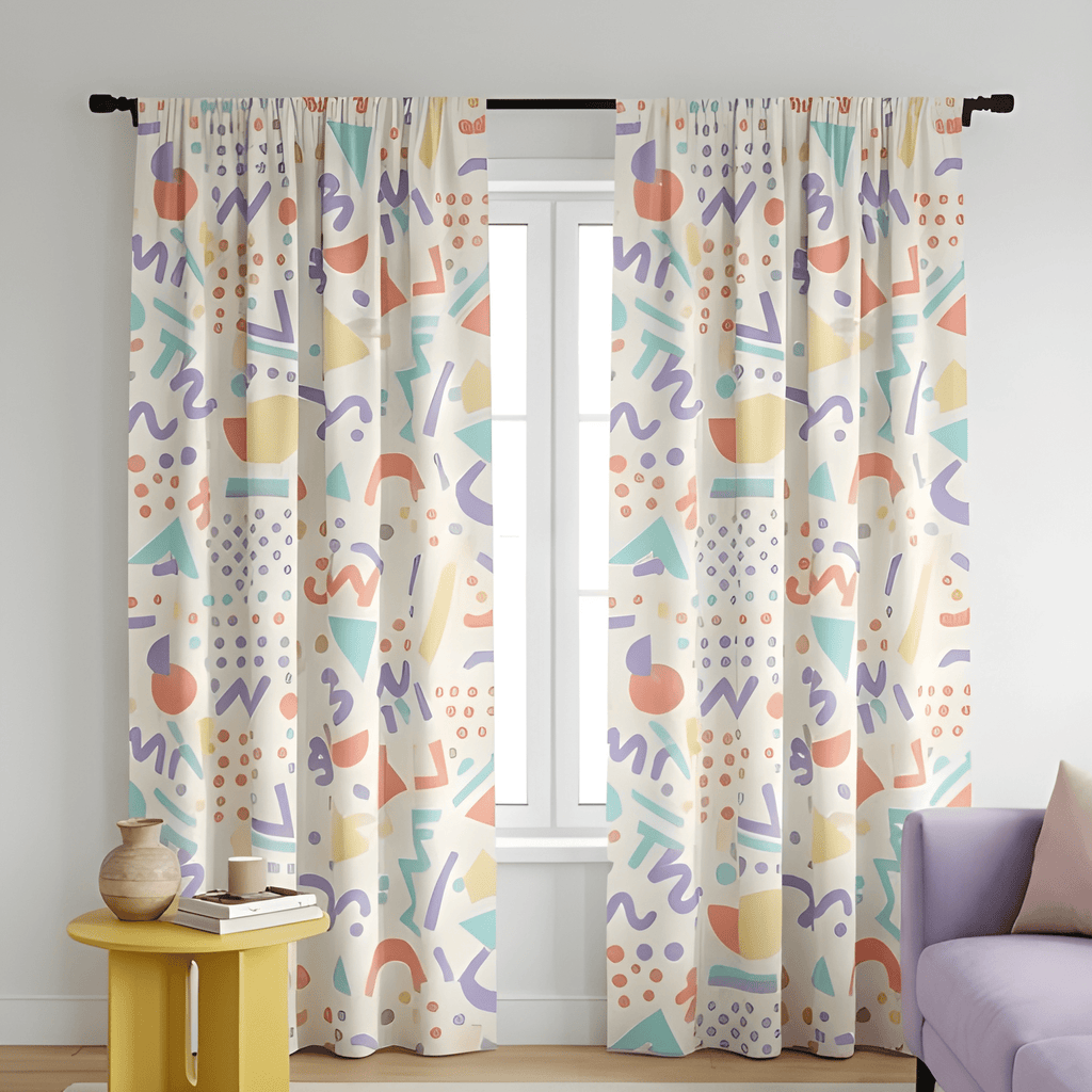 Linear Rhythm Geometric Curtain – Premium 100% Polyester - Pack Of 1 Curtain
