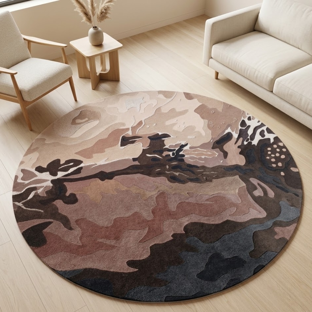 Mixed color theme design - Circle - Premium Wool Carpet