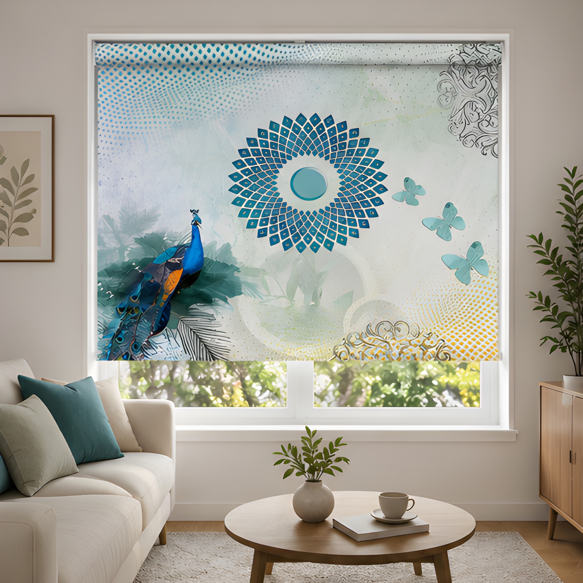 Aesthetic Peacock design | Roller & Roman Blinds | Premium Quality Prints
