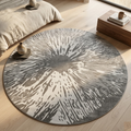 Brown & White pattern design - Circle - Premium Wool Carpet