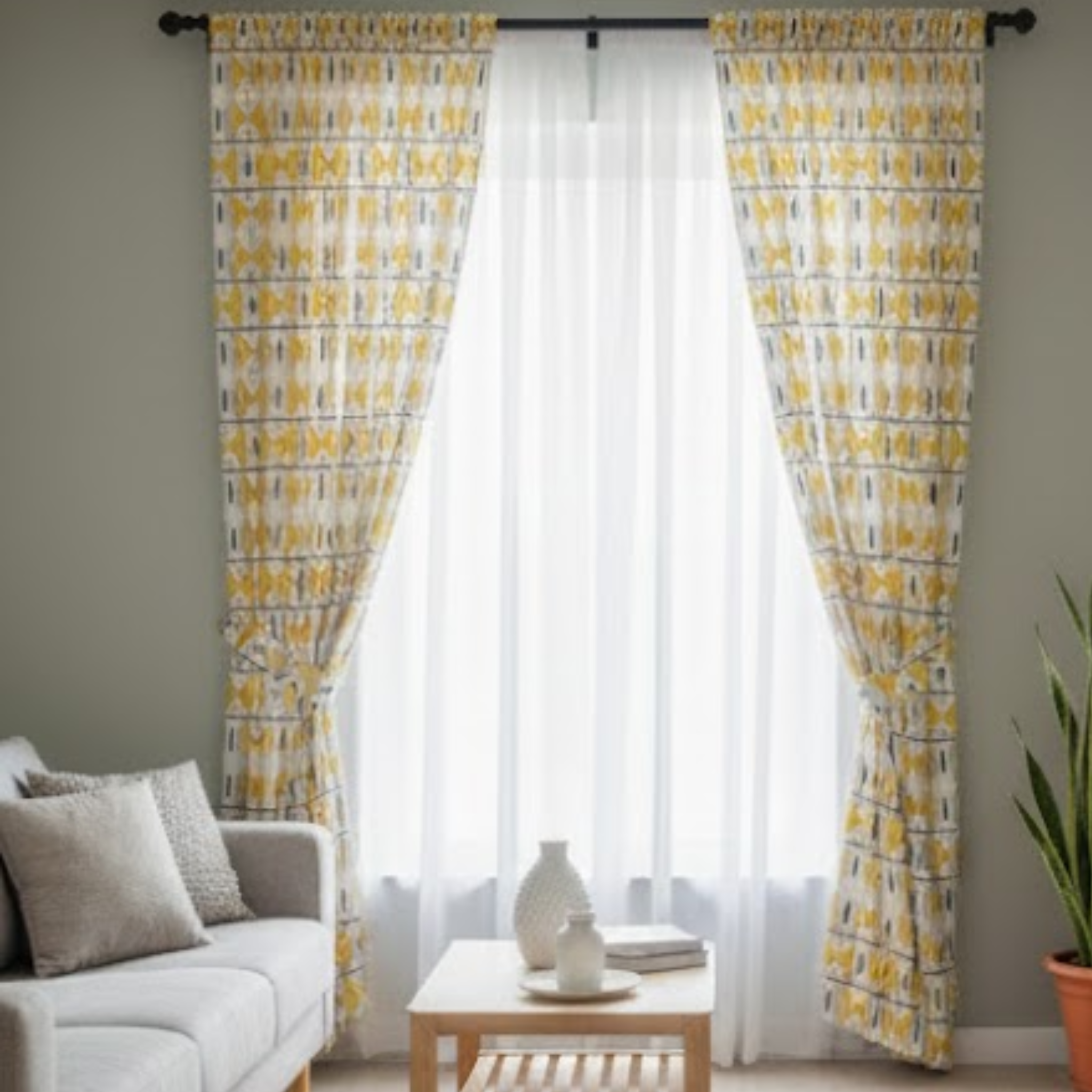 Cotton Light - Room Darkening - Yellow Stripes Curtains - Pack of 1 Curtain