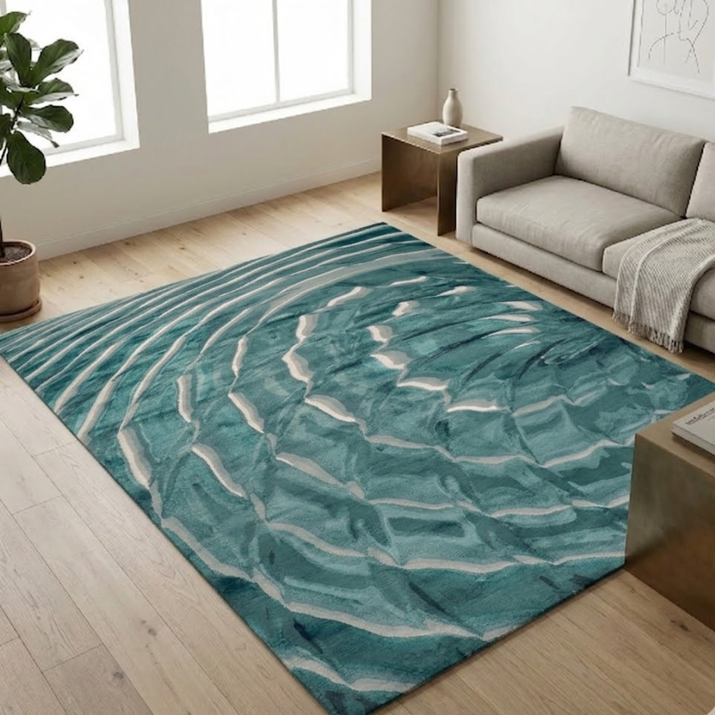 Aesthetic Wave pattern Rug Resign  - Rectangle - Premium Wool Carpet