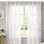 Linen Sheer - Yellow Floral Print - Pack Of 1 Curtain