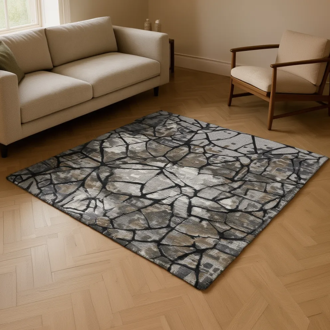 Aesthetic geometric pattern rug design - Square - Premium Wool Carpet