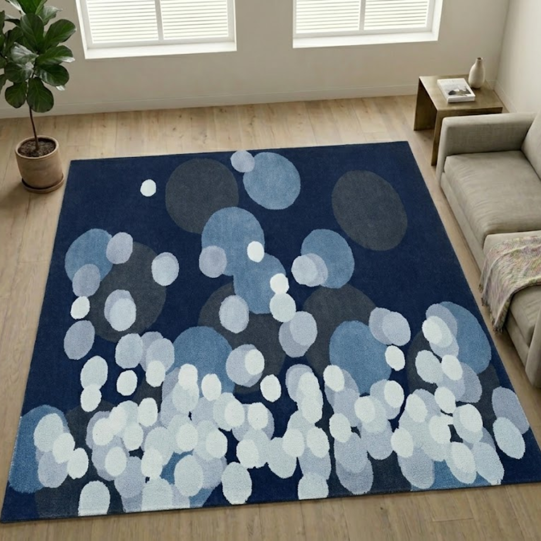 stylish circle pattern design for modern villas - Rectangle - Premium Wool Carpet
