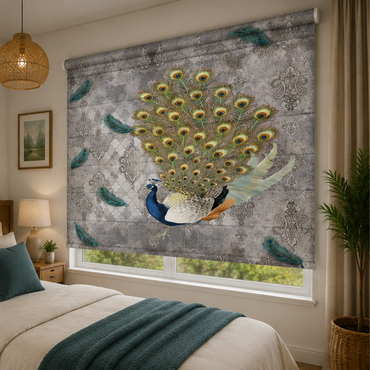 Aesthetic peacock design | Roller & Roman Blinds | Premium Quality Prints