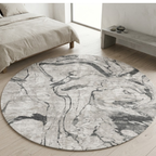 Abstract white & Grey pattern rug - Circle - Premium Wool Carpet