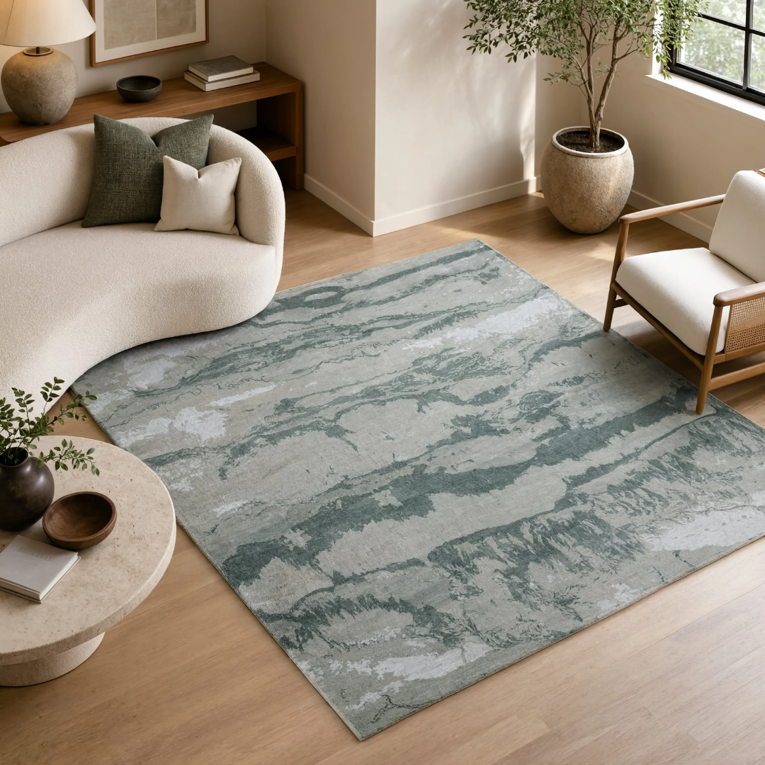 Grey pattern rug design - Square - Premium Wool Carpet