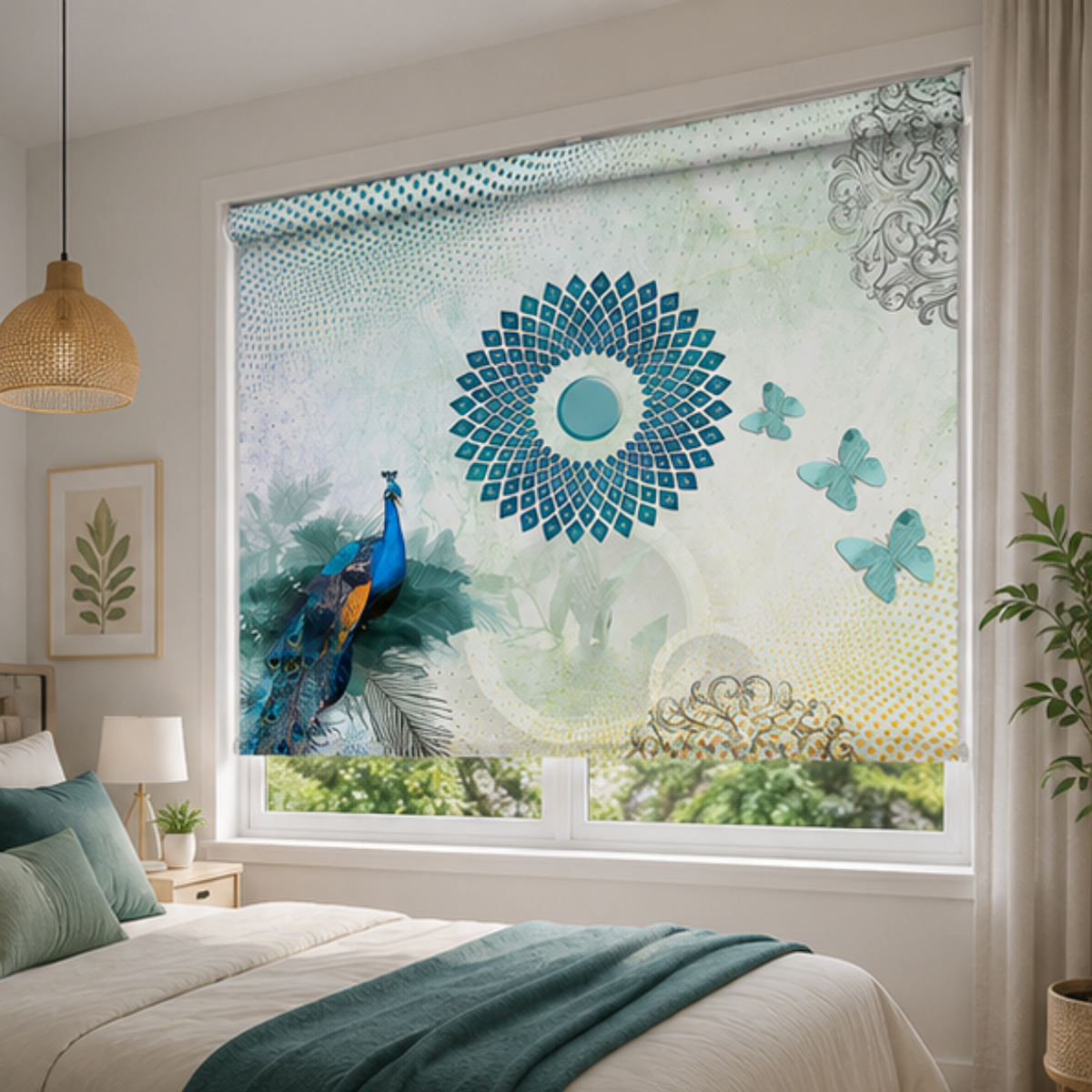 Aesthetic Peacock design | Roller & Roman Blinds | Premium Quality Prints