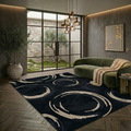 Black & Pink circle pattern rug design - Rectangle - Premium Wool Carpet