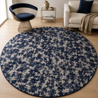 Abstract navy color theme design - Circle - Premium Wool Carpet