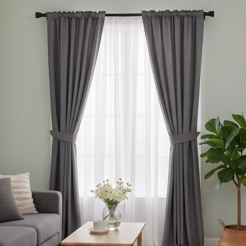 Cotton Light - Premium Curtains - Charcoal Grey - Pack of 1