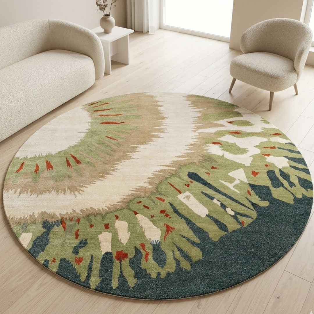 Area Rug with Abstract pattern design - Circle - Premium Wool Carpet