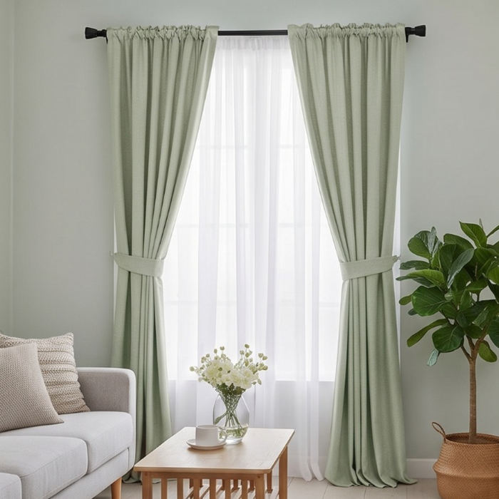 Cotton Light Curtains - Sage Green  - Pack of 1